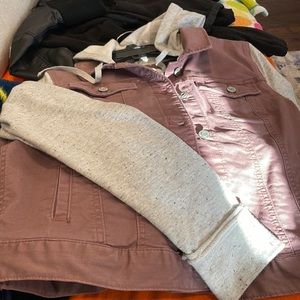 Mudd denim jacket with fleece sleeves and hoodie